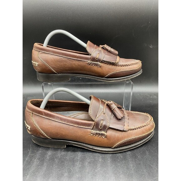 Neil M Classic Mens Size 9D Brown 2 Tone Leather Tassel Slip on Loafer 382002 - Picture 1 of 7